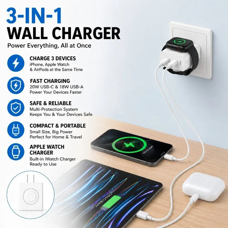 3-in-1 Apple Watch Wall Charger